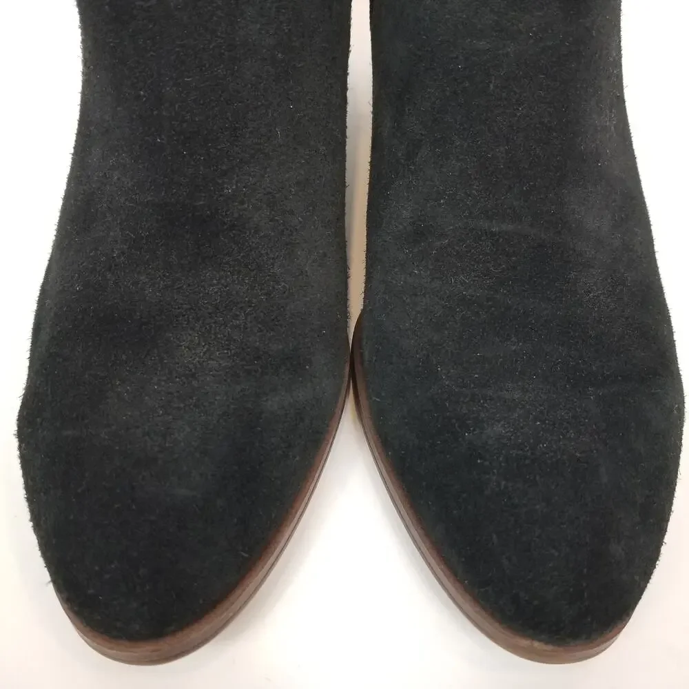 Franco Sarto Dylann Women's Black Suede Block Heel Ankle Bootie Boots Size 8.5